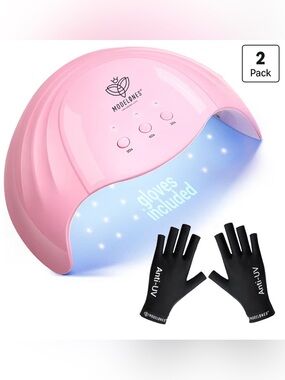 Modelones Pink UV LED Nail Lamp with Anti-UV Gloves